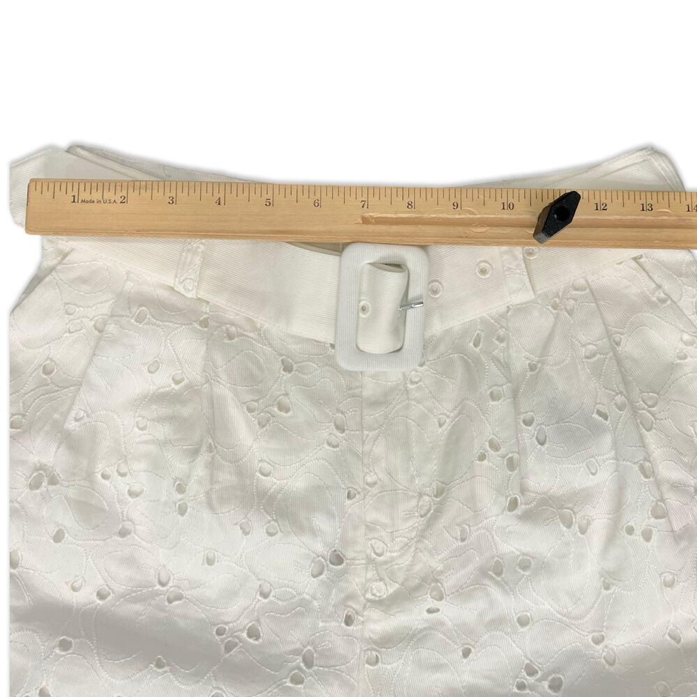 Ted Baker White Suzet Tailored Belted High Waist Eyelet Shorts Size 6 NEW no Tag - Picture 3 of 10